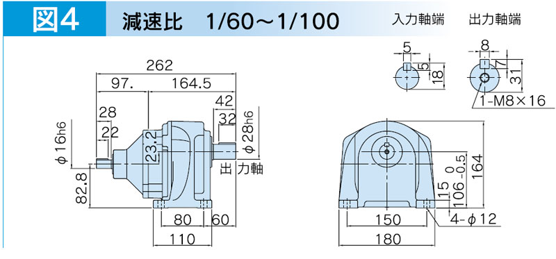 富士変速機ギヤードモータ  VX-Gシリーズ（屋内仕様 脚取付） VX04-080G