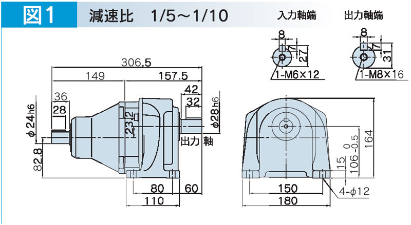 富士変速機ギヤードモータ  VX-Gシリーズ（屋内仕様 脚取付） VX15-003G