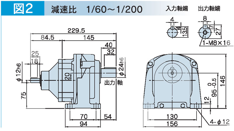 富士変速機ギヤードモータ  VX-Gシリーズ（屋内仕様 脚取付） VX01-100G