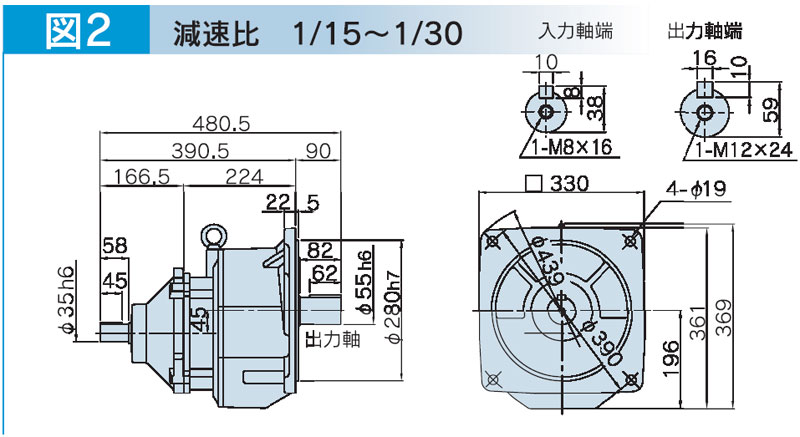 富士変速機ギヤードモータ  VX-GFシリーズ（屋内仕様 フランジ取付） VX55-015GF