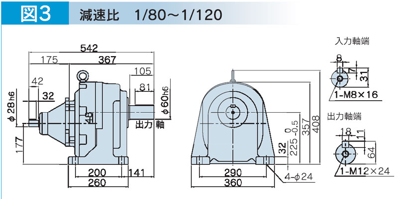 富士変速機ギヤードモータ  VX-Gシリーズ（屋内仕様 脚取付） VX37-080G