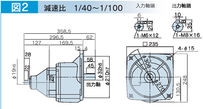 富士変速機ギヤードモータ  VX-GFシリーズ（屋内仕様 フランジ取付） VX08-040GF