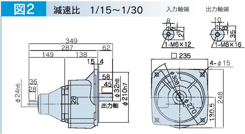 富士変速機ギヤードモータ  VX-GFシリーズ（屋内仕様 フランジ取付） VX15-020GF