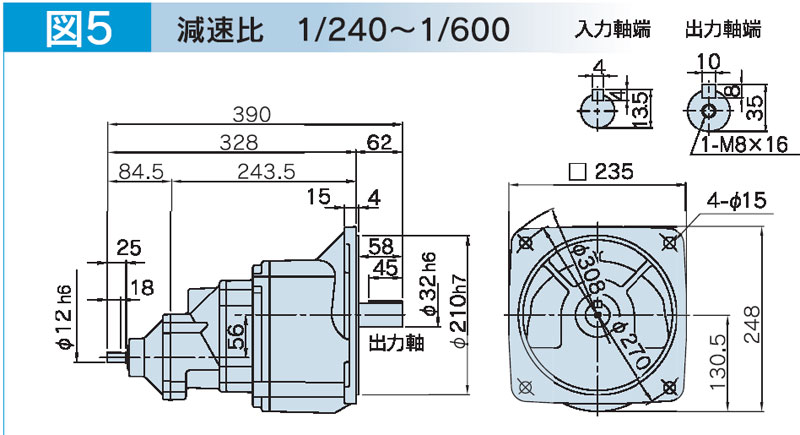 富士変速機ギヤードモータ  VX-GFシリーズ（屋内仕様 フランジ取付） VX02-600GF