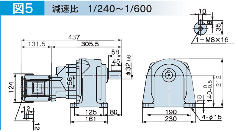 富士変速機ギヤードモータ  VX-Mシリーズ（屋内仕様 脚取付） VX02-300M