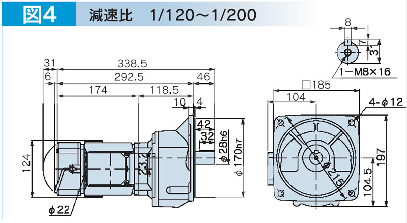 富士変速機ギヤードモータ  VX-BFシリーズ（屋内仕様 フランジ取付） VX02-120BF