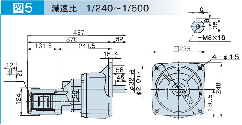 富士変速機ギヤードモータ  VX-MFシリーズ（屋内仕様 フランジ取付） VX02-500MF