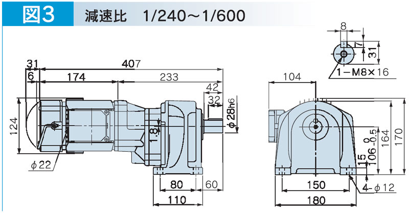 富士変速機ギヤードモータ  VX-Bシリーズ（屋内仕様 脚取付） VX01-600B