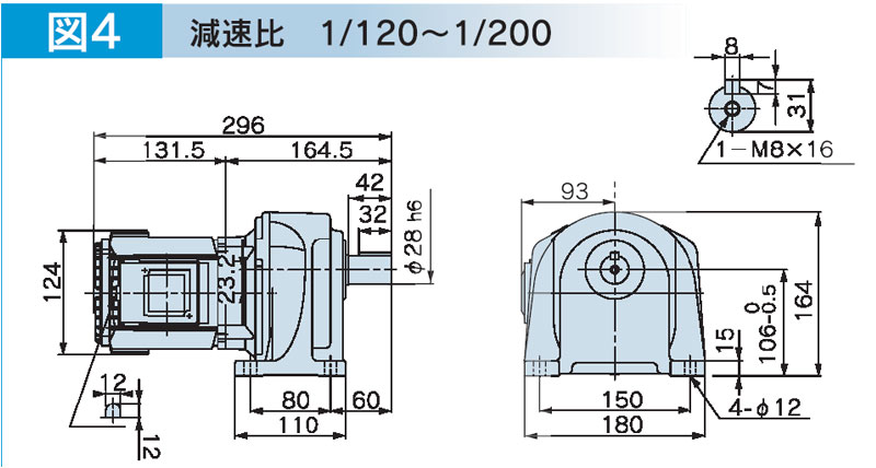 富士変速機ギヤードモータ  VX-Mシリーズ（屋内仕様 脚取付） VX02-160M