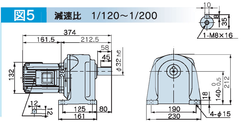 富士変速機ギヤードモータ  VX-Mシリーズ（屋内仕様 脚取付） VX04-160M