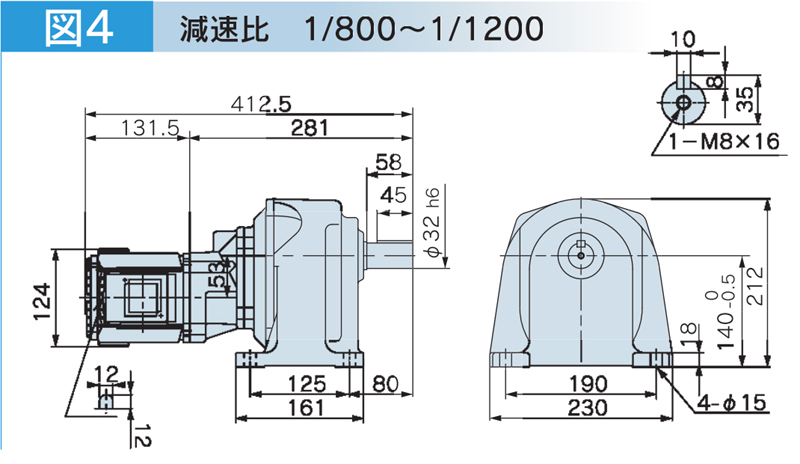 富士変速機ギヤードモータ  VX-Mシリーズ（屋内仕様 脚取付） VX01-800M