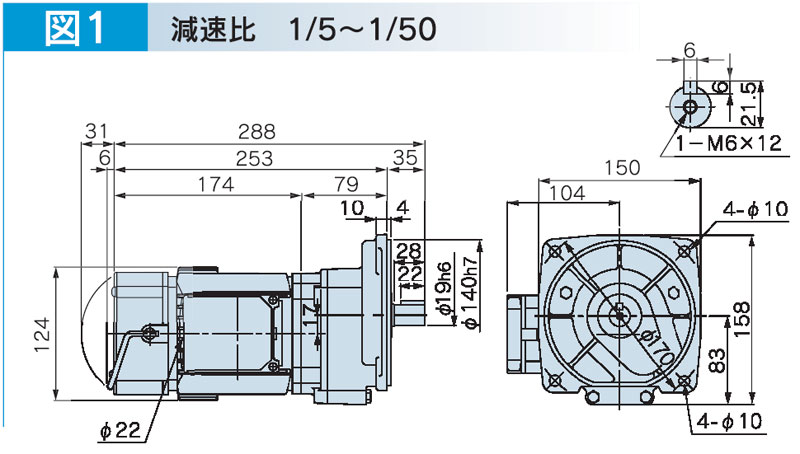 富士変速機ギヤードモータ  VX-BFシリーズ（屋内仕様 フランジ取付） VX01-020BF