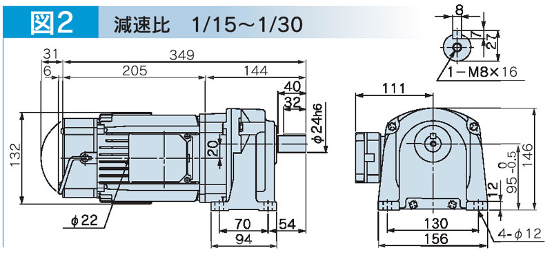 富士変速機ギヤードモータ  VX-Bシリーズ（屋内仕様 脚取付） VX04-025B