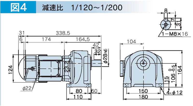 富士変速機ギヤードモータ  VX-Bシリーズ（屋内仕様 脚取付） VX02-200B