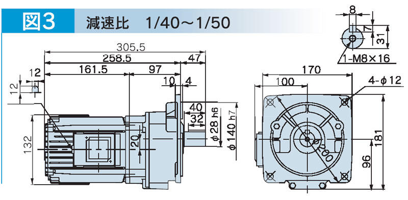 富士変速機ギヤードモータ  VX-MFシリーズ（屋内仕様 フランジ取付） VX04-045MF