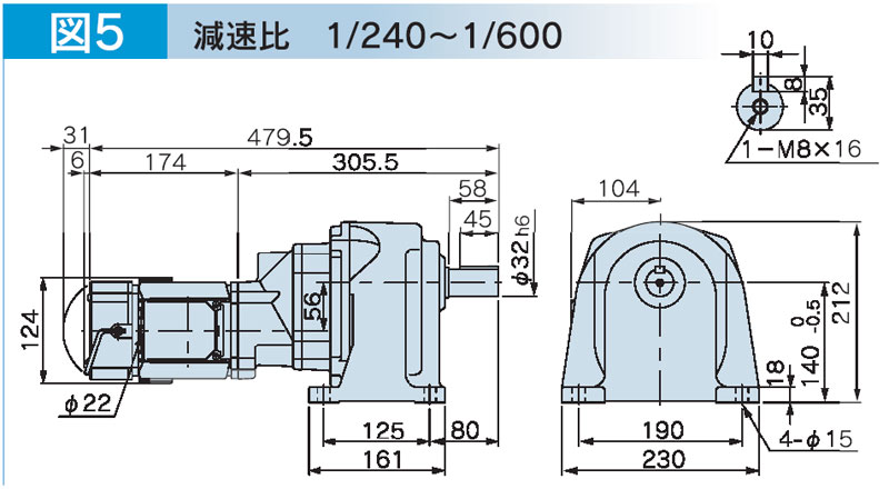 富士変速機ギヤードモータ  VX-Bシリーズ（屋内仕様 脚取付） VX02-300B