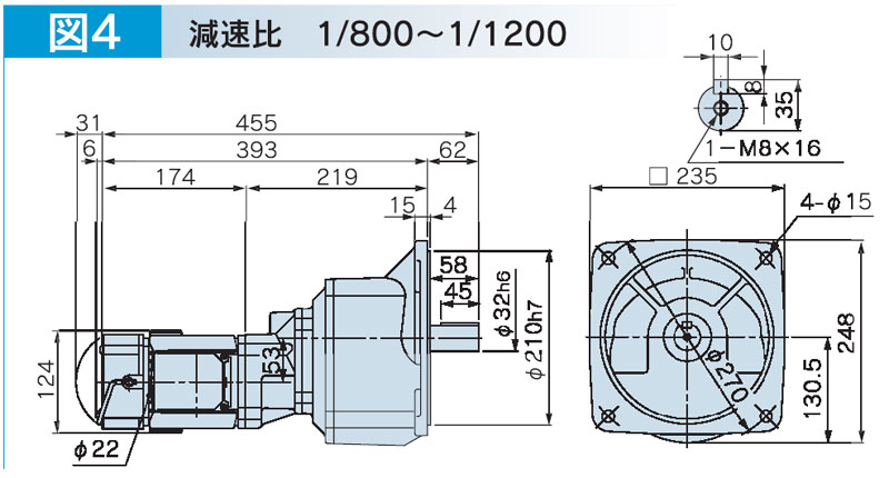 富士変速機ギヤードモータ  VX-BFシリーズ（屋内仕様 フランジ取付） VX01-800BF