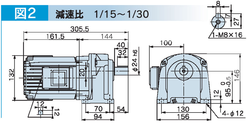 富士変速機ギヤードモータ  VX-Mシリーズ（屋内仕様 脚取付） VX04-020M