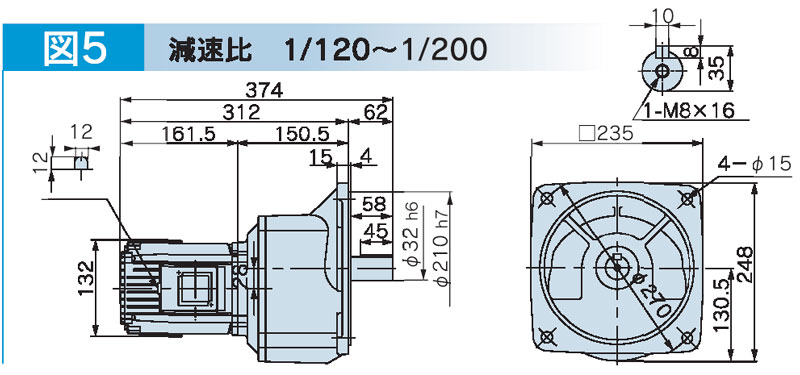 富士変速機ギヤードモータ  VX-MFシリーズ（屋内仕様 フランジ取付） VX04-200MF