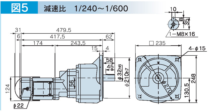 富士変速機ギヤードモータ  VX-BFシリーズ（屋内仕様 フランジ取付） VX02-500BF