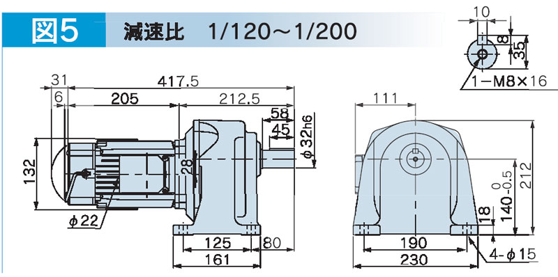 富士変速機ギヤードモータ  VX-Bシリーズ（屋内仕様 脚取付） VX04-200B