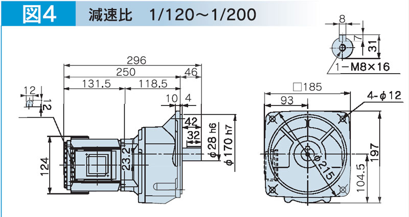 富士変速機ギヤードモータ  VX-MFシリーズ（屋内仕様 フランジ取付） VX02-200MF