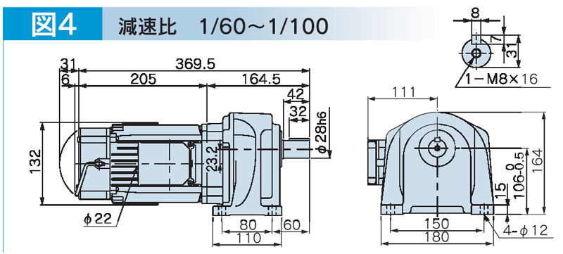 富士変速機ギヤードモータ  VX-Bシリーズ（屋内仕様 脚取付） VX04-060B