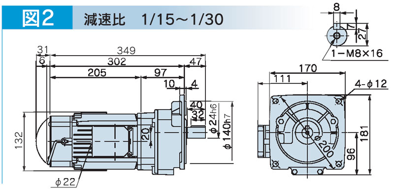 富士変速機ギヤードモータ  VX-BFシリーズ（屋内仕様 フランジ取付） VX04-020BF