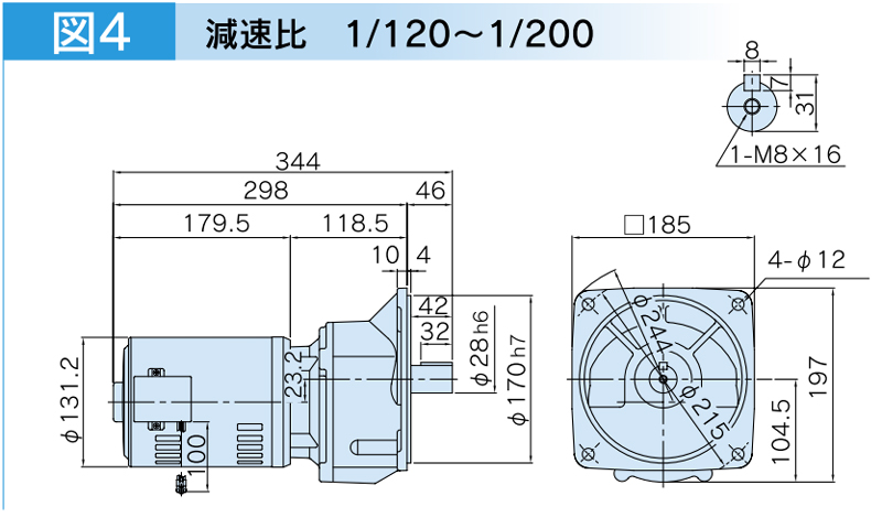 富士変速機ギヤードモータ  VX-SFシリーズ（屋内仕様 フランジ取付） VX02-200SF