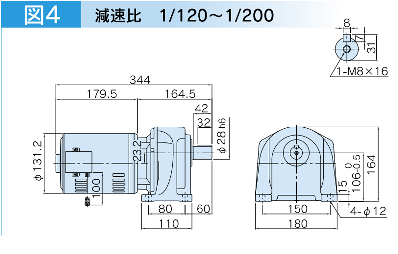 富士変速機ギヤードモータ  VX-Sシリーズ（屋内仕様 脚取付） VX02-160S