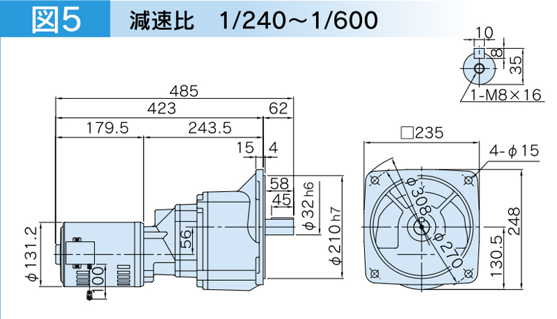 富士変速機ギヤードモータ  VX-SFシリーズ（屋内仕様 フランジ取付） VX02-240SF