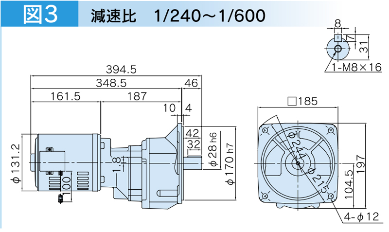 富士変速機ギヤードモータ  VX-SFシリーズ（屋内仕様 フランジ取付） VX01-500SF