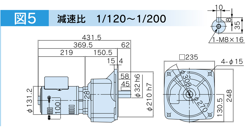 富士変速機ギヤードモータ  VX-SFシリーズ（屋内仕様 フランジ取付） VX04-120SF