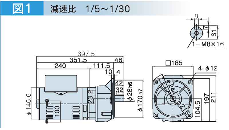 富士変速機ギヤードモータ  VX-SFシリーズ（屋内仕様 フランジ取付） VX08-030SF