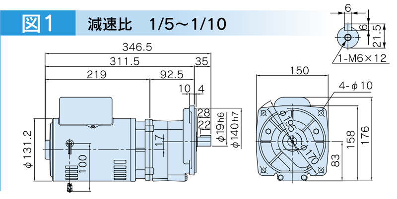 富士変速機ギヤードモータ  VX-SFシリーズ（屋内仕様 フランジ取付） VX04-010SF