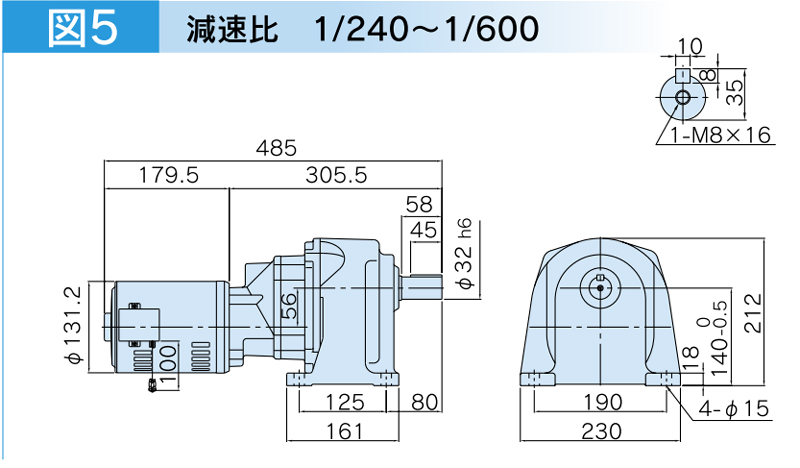 富士変速機ギヤードモータ  VX-Sシリーズ（屋内仕様 脚取付） VX02-600S