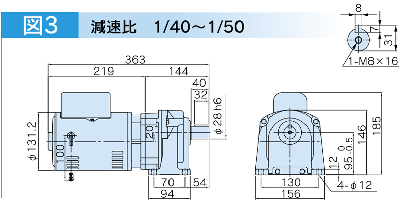 富士変速機ギヤードモータ  VX-Sシリーズ（屋内仕様 脚取付） VX04-050S