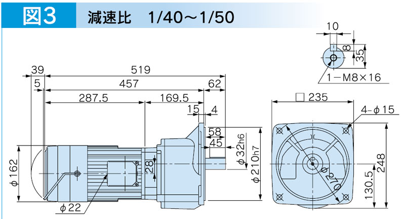 富士変速機ギヤードモータ  VX-EBFシリーズ（屋内仕様 フランジ取付） VX15-040EBF