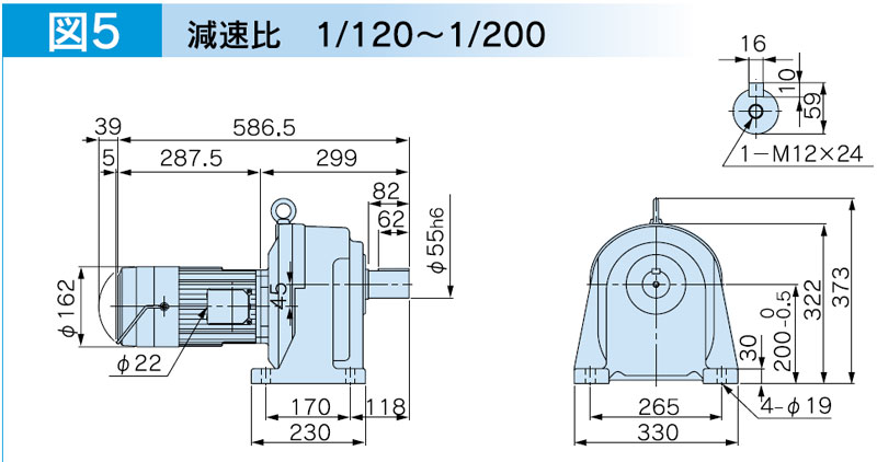 富士変速機ギヤードモータ  VX-EBシリーズ（屋内仕様 脚取付） VX15-120EB