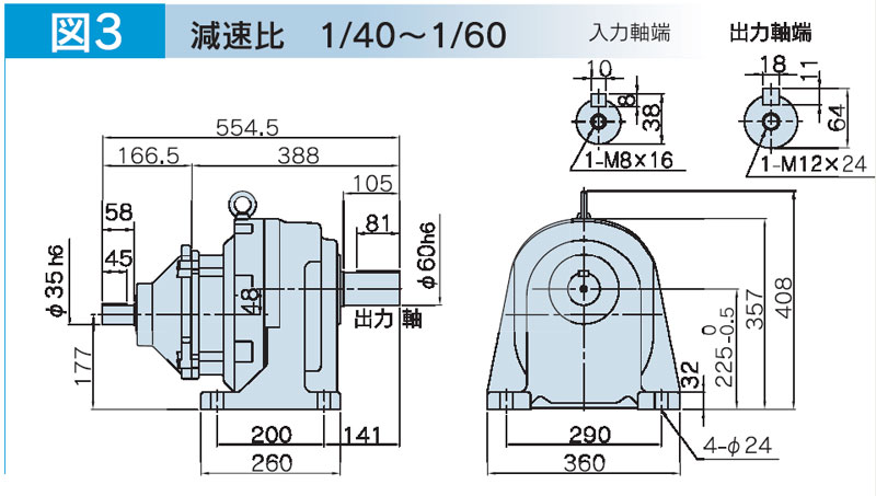 富士変速機ギヤードモータ  VX-EBシリーズ（屋内仕様 脚取付） VX55-040EB