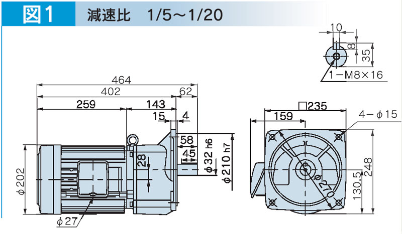 富士変速機ギヤードモータ  VX-EMFシリーズ（屋内仕様 フランジ取付） VX22-003EMF