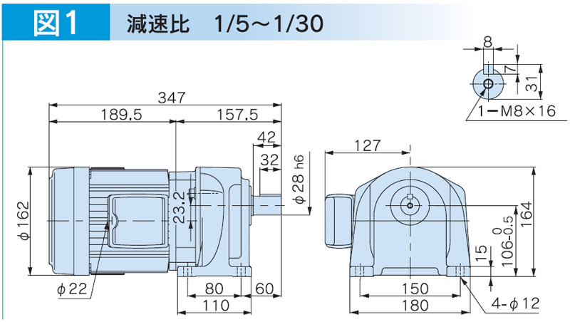 富士変速機ギヤードモータ  VX-EMシリーズ（屋内仕様 脚取付） VX08-120EM