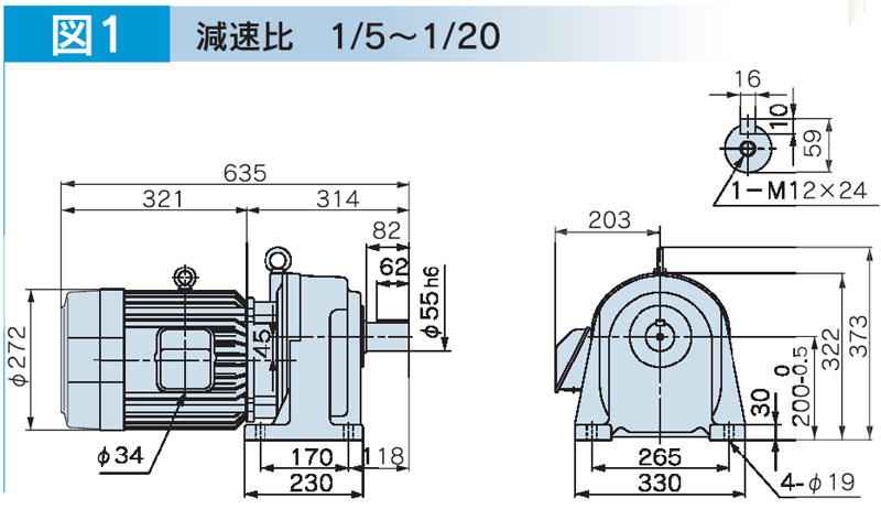 富士変速機ギヤードモータ  VX-EMシリーズ（屋内仕様 脚取付） VX75-005EM