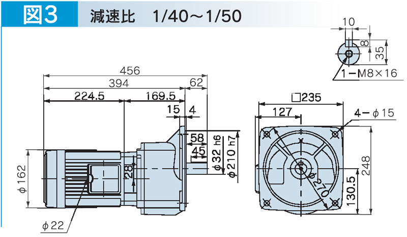 富士変速機ギヤードモータ  VX-EMFシリーズ（屋内仕様 フランジ取付） VX15-045EMF