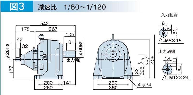 富士変速機ギヤードモータ  VX-EBシリーズ（屋内仕様 脚取付） VX37-120EB