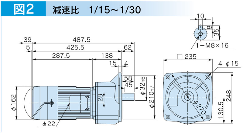 富士変速機ギヤードモータ  VX-EBFシリーズ（屋内仕様 フランジ取付） VX15-020EBF