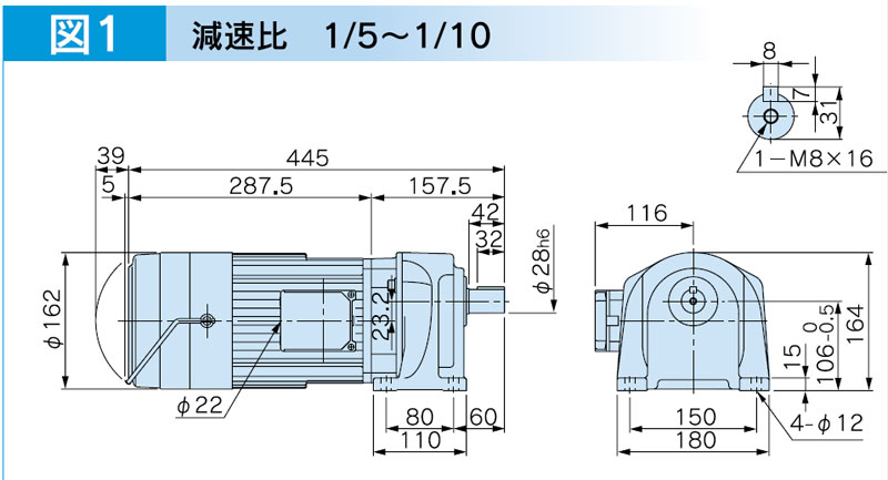 富士変速機ギヤードモータ  VX-EBシリーズ（屋内仕様 脚取付） VX15-005EB