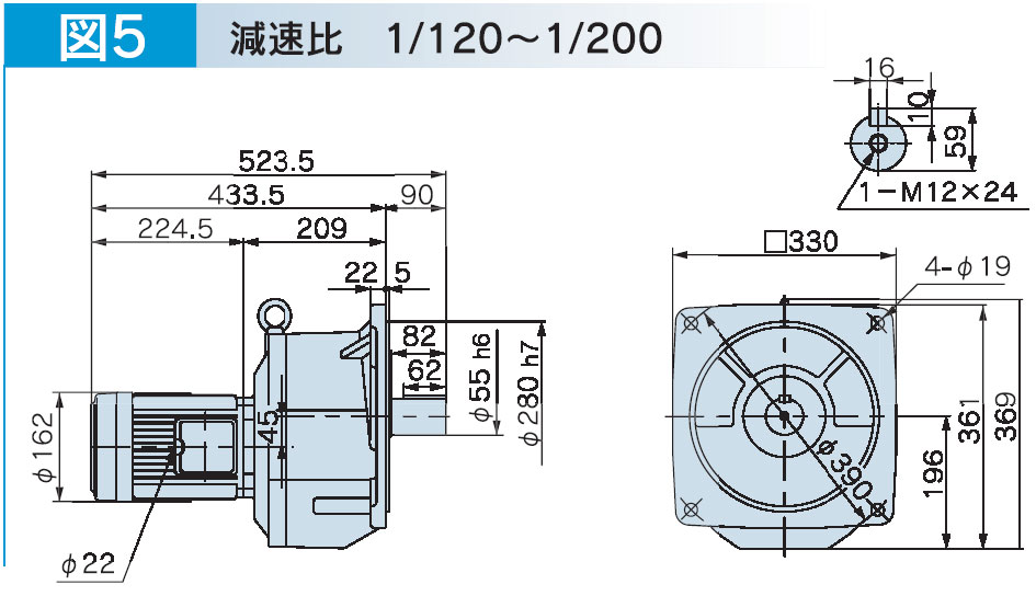 富士変速機ギヤードモータ  VX-EMFシリーズ（屋内仕様 フランジ取付） VX15-160EMF