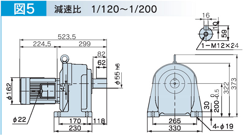 富士変速機ギヤードモータ  VX-EMシリーズ（屋内仕様 脚取付） VX15-160EM