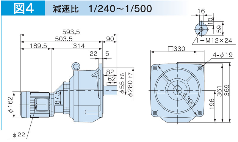 富士変速機ギヤードモータ  VX-EMFシリーズ（屋内仕様 フランジ取付） VX08-500EMF